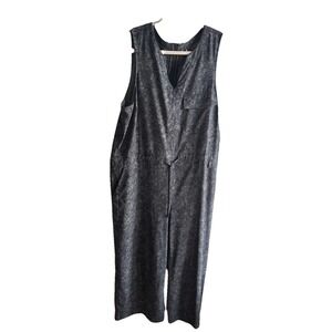 Athleta Jumpsuit Featherlite VNeck Easy Fit Stretch Drawstring Waist Wide Leg XL